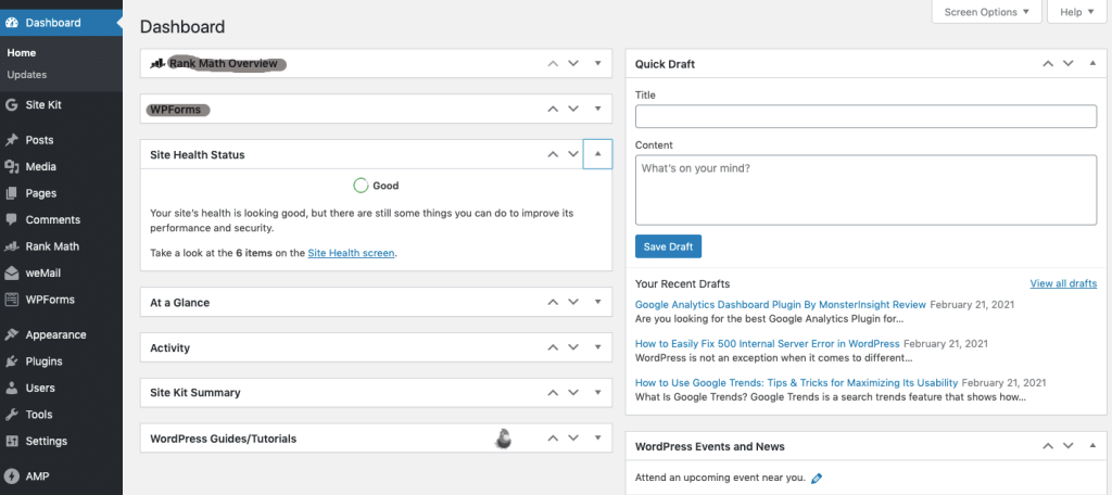 how to manage WordPress admin area