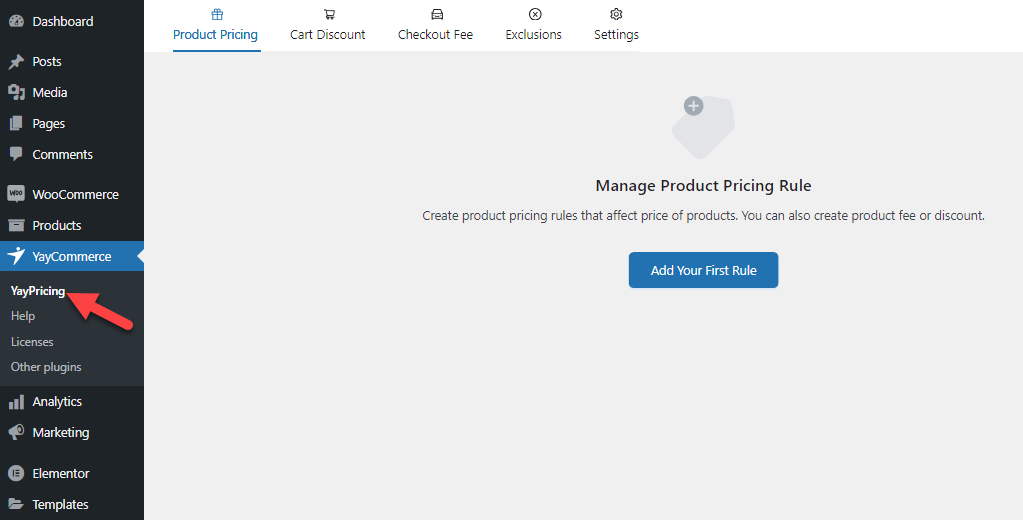Easy-to-Use Dashboard of YayPricing plugin